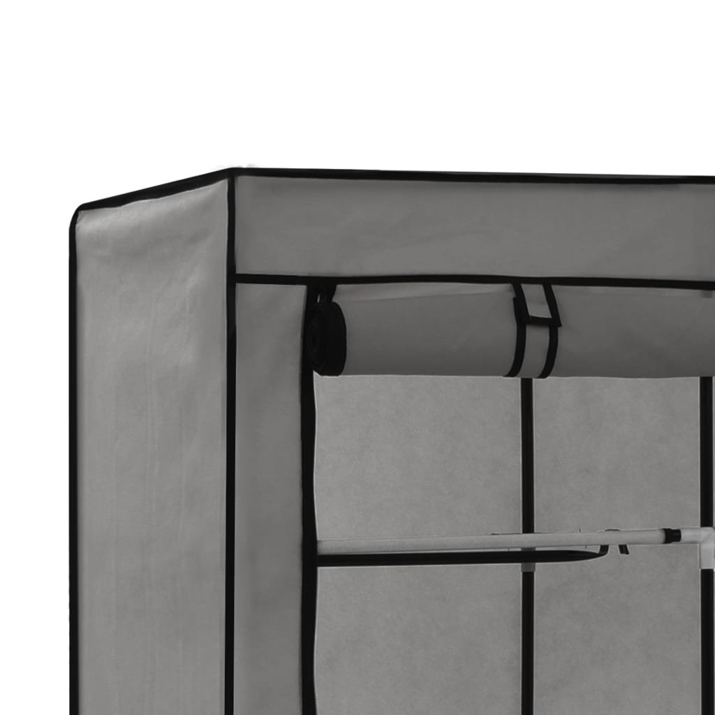 Wardrobe with compartments and bars gray 150x45x175cm fabric