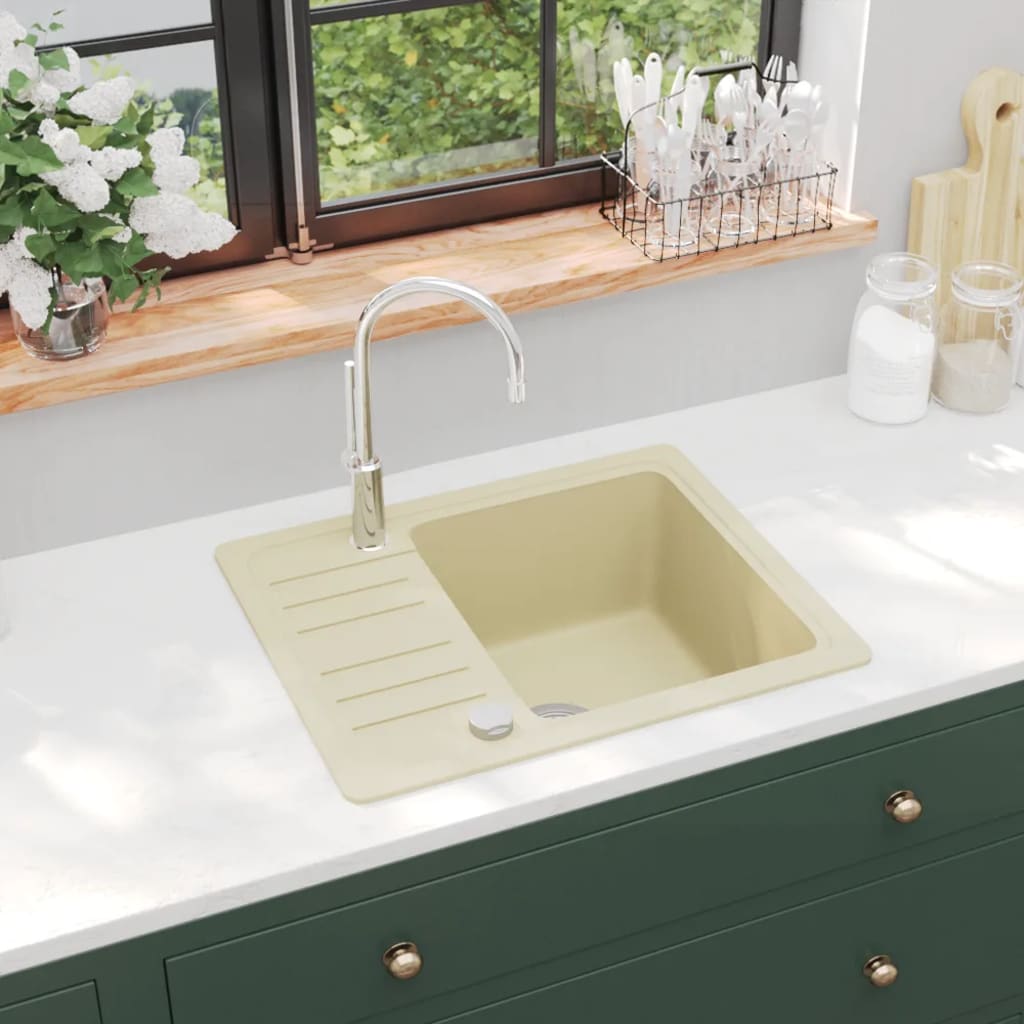 Granite sink single bowl beige