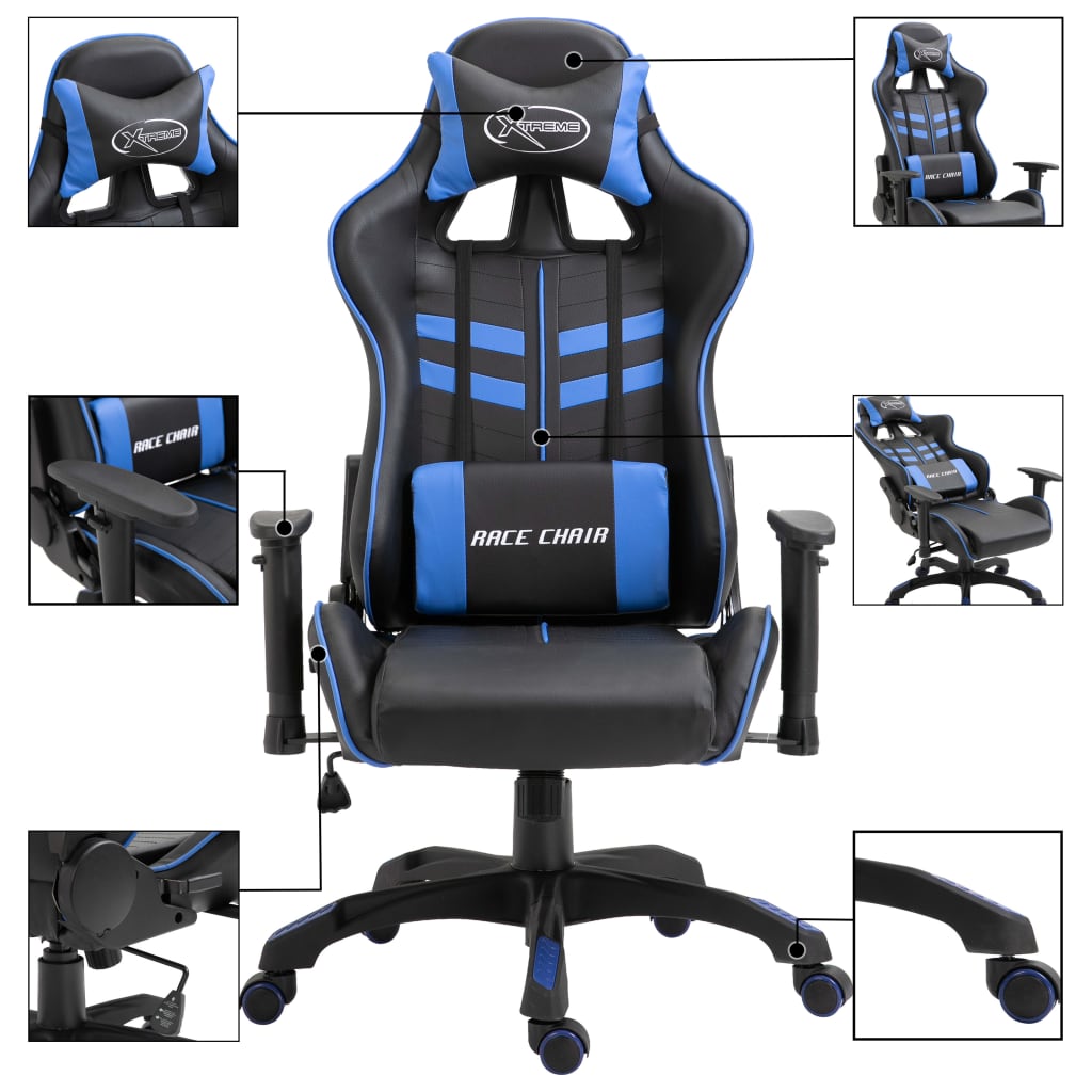 Gaming chair blue faux leather