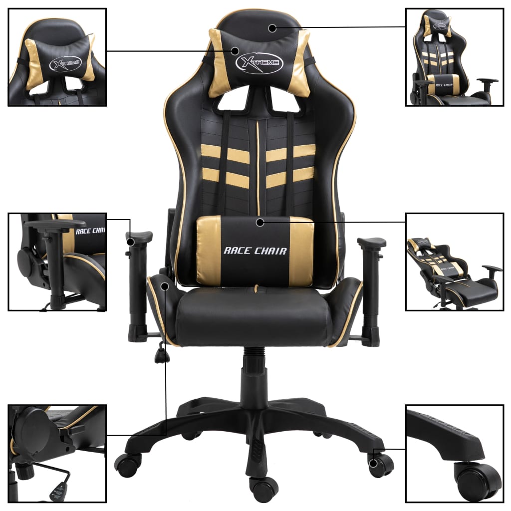 Gaming chair Golden faux leather