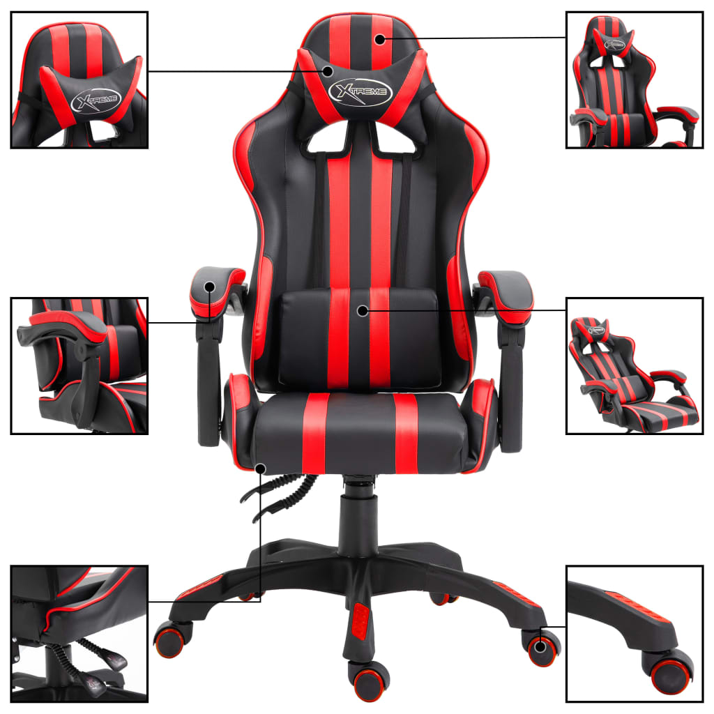 Gaming chair red faux leather