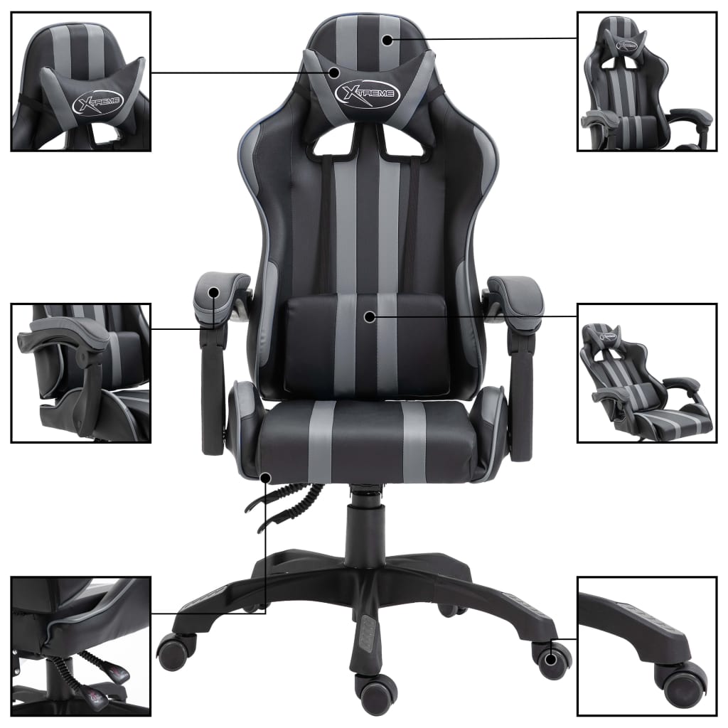 Gaming chair gray faux leather