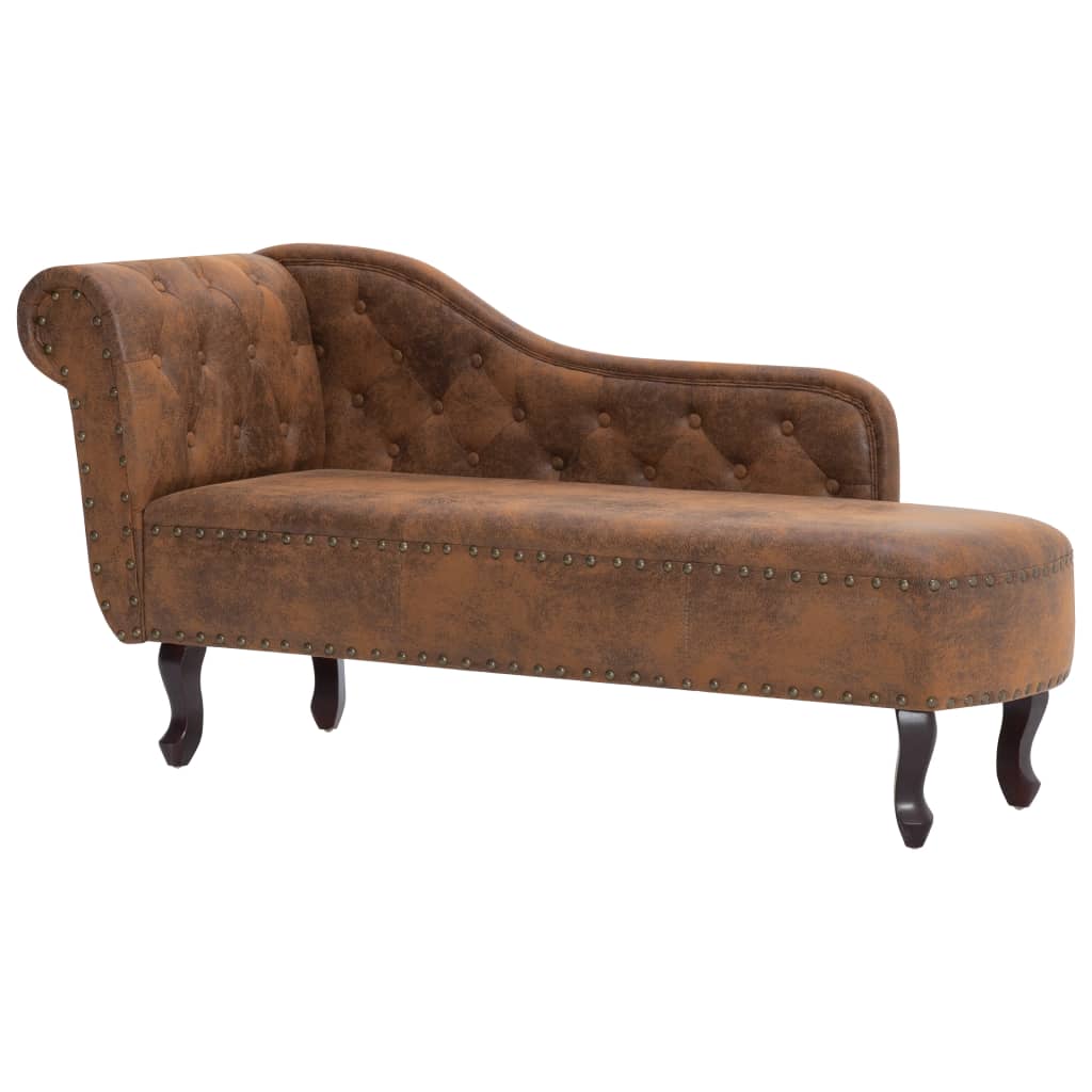 Chaise longue brown suede look
