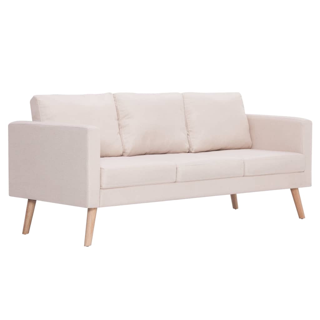 3-seater sofa fabric cream white
