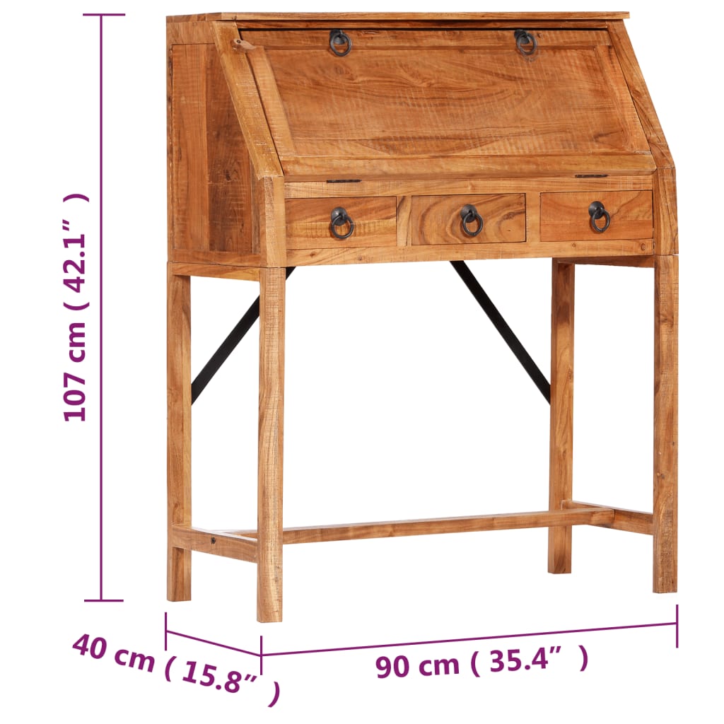 Schreibtisch 90×40×107 cm Massivholz Akazie