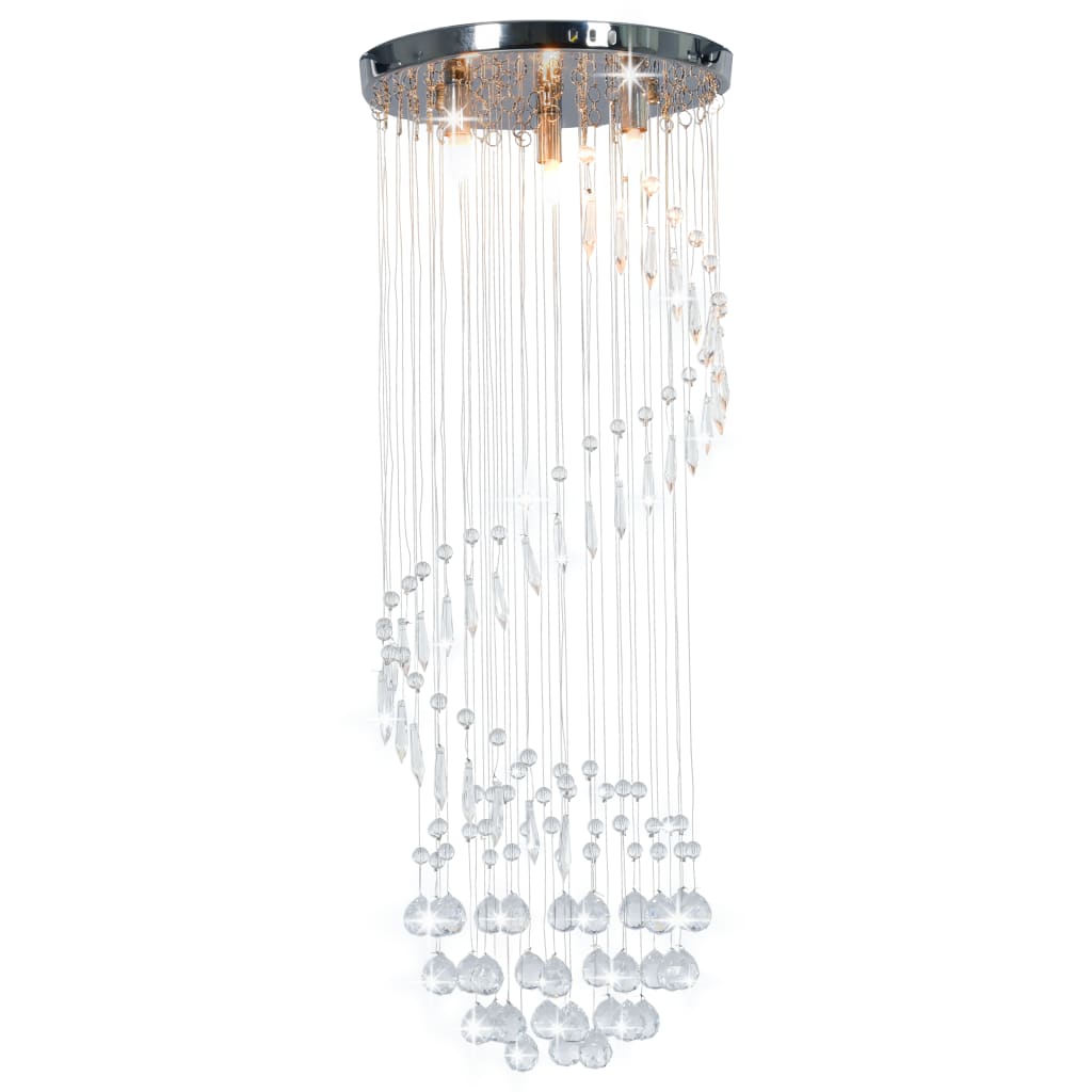 Ceiling light with crystal beads silver spiral G9