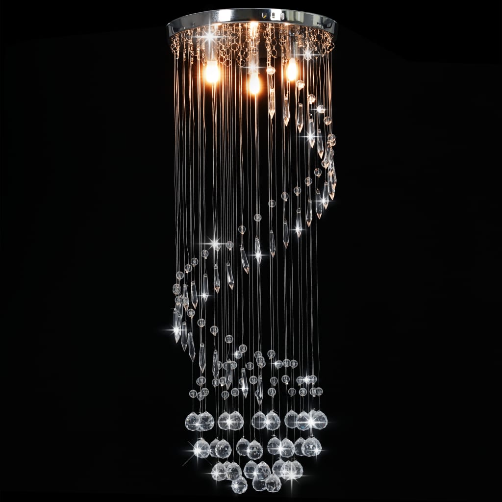 Ceiling light with crystal beads silver spiral G9