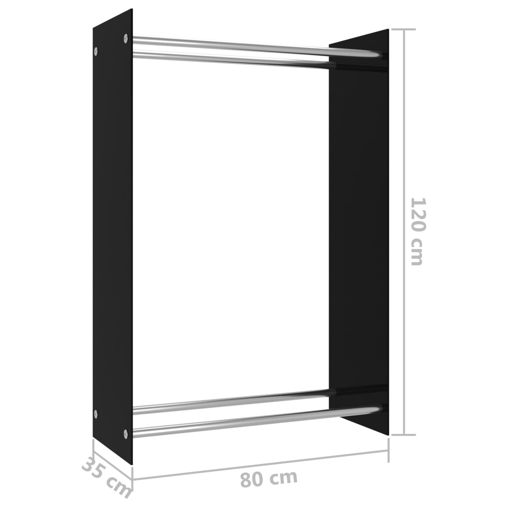 Brennholzregal Schwarz 80 x 35 x 120 cm Glas