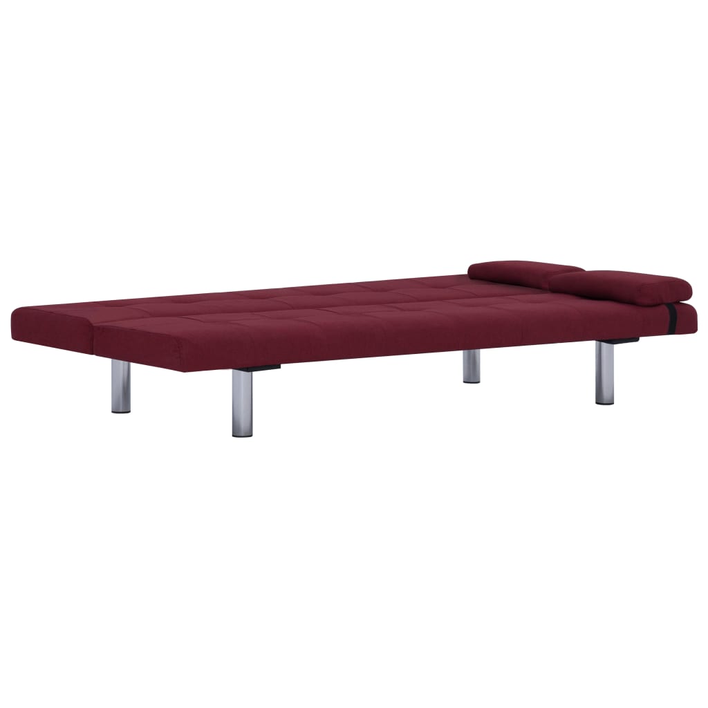 Sofa bed with 2 pillows wine red polyester