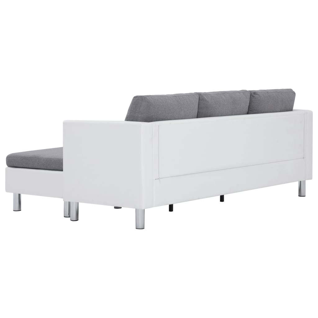 3-seater sofa with white faux leather cushions