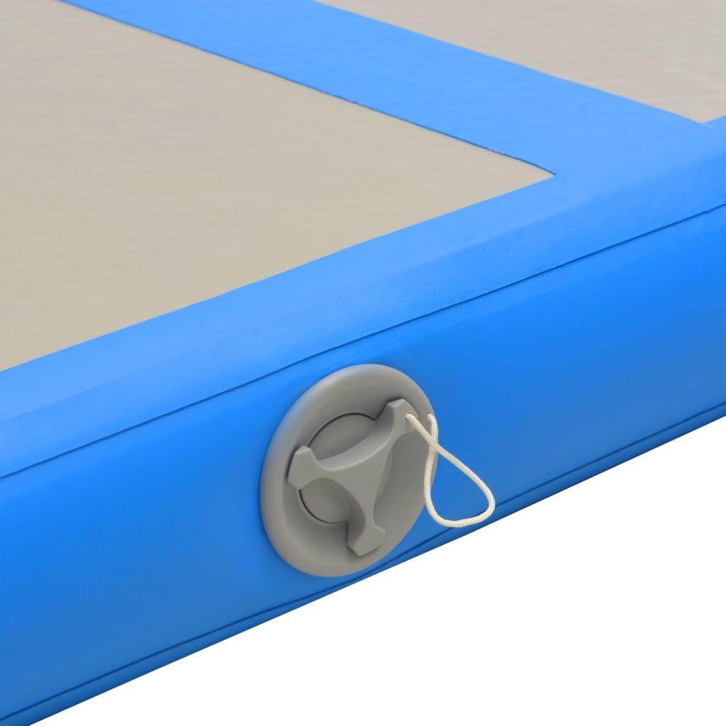 Aufblasbare Gymnastikmatte mit Pumpe 400x100x10 cm PVC Blau