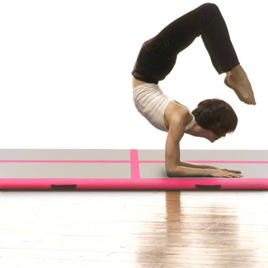 Inflatable gymnastics mat with pump 500x100x10 cm PVC pink