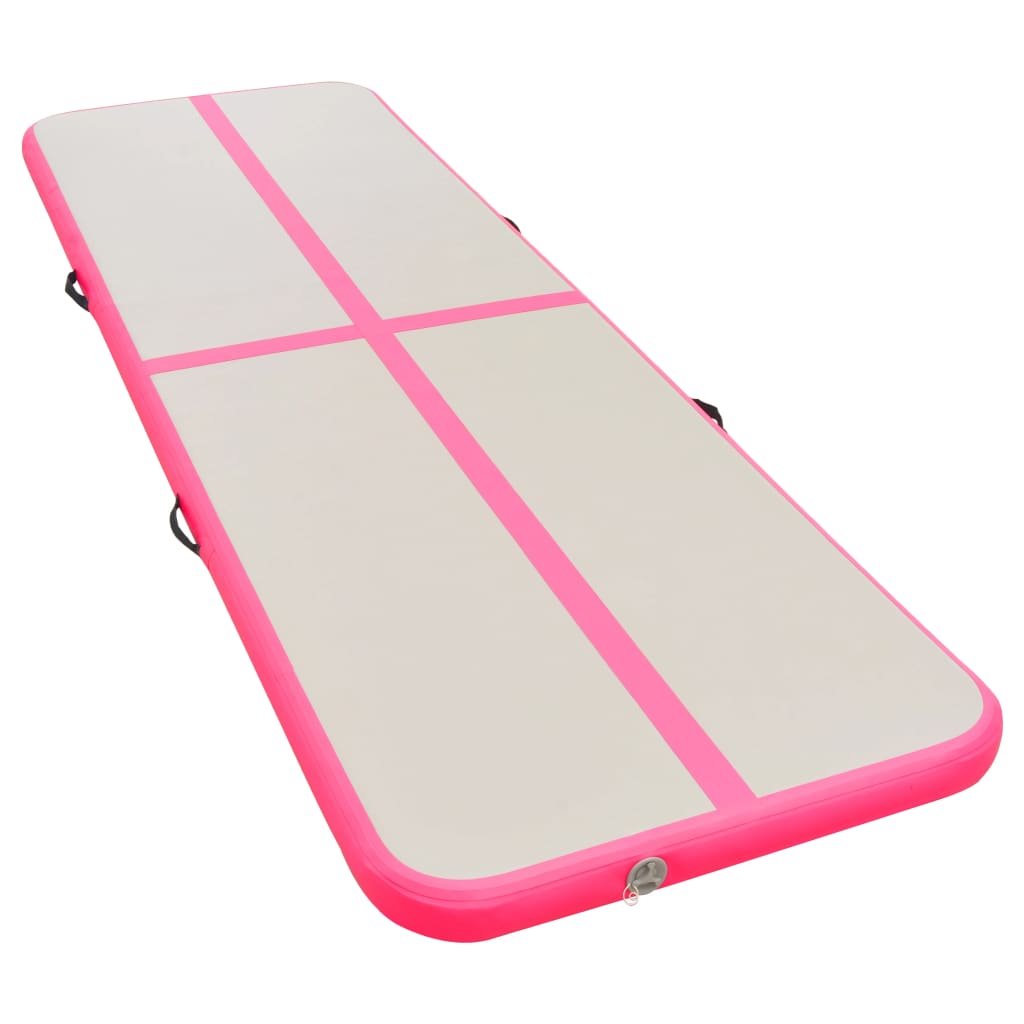 Inflatable gymnastics mat with pump 600x100x10 cm PVC pink