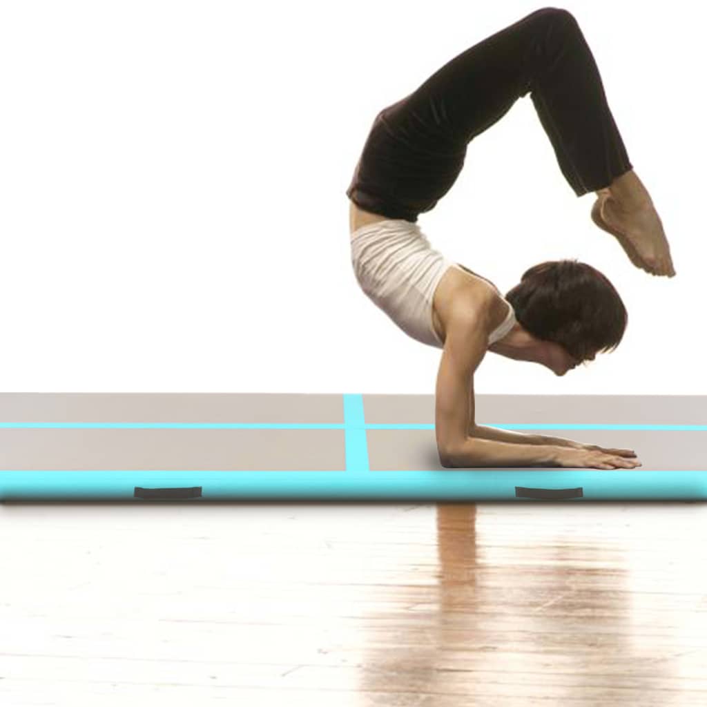 Aufblasbare Gymnastikmatte mit Pumpe 700x100x10 cm PVC Grün