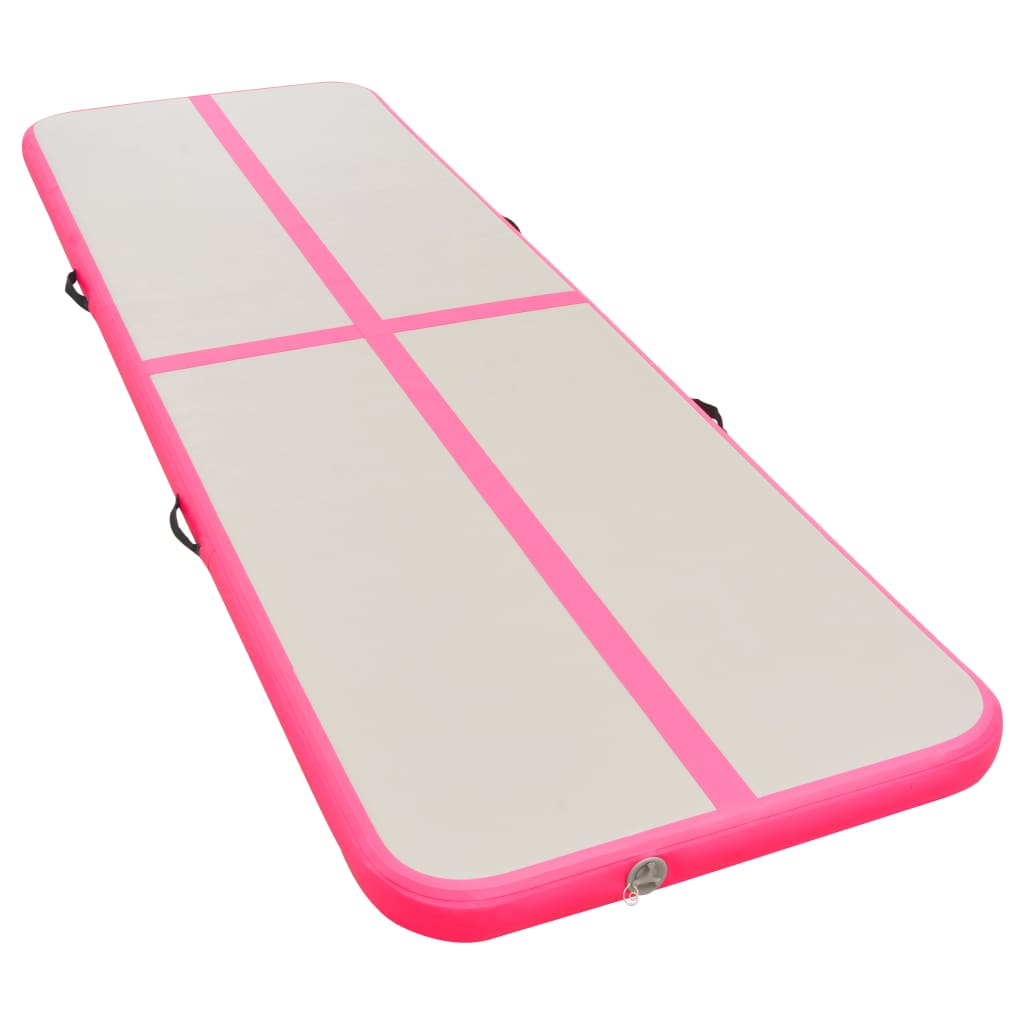 Inflatable gymnastics mat with pump 800×100×10 cm PVC pink