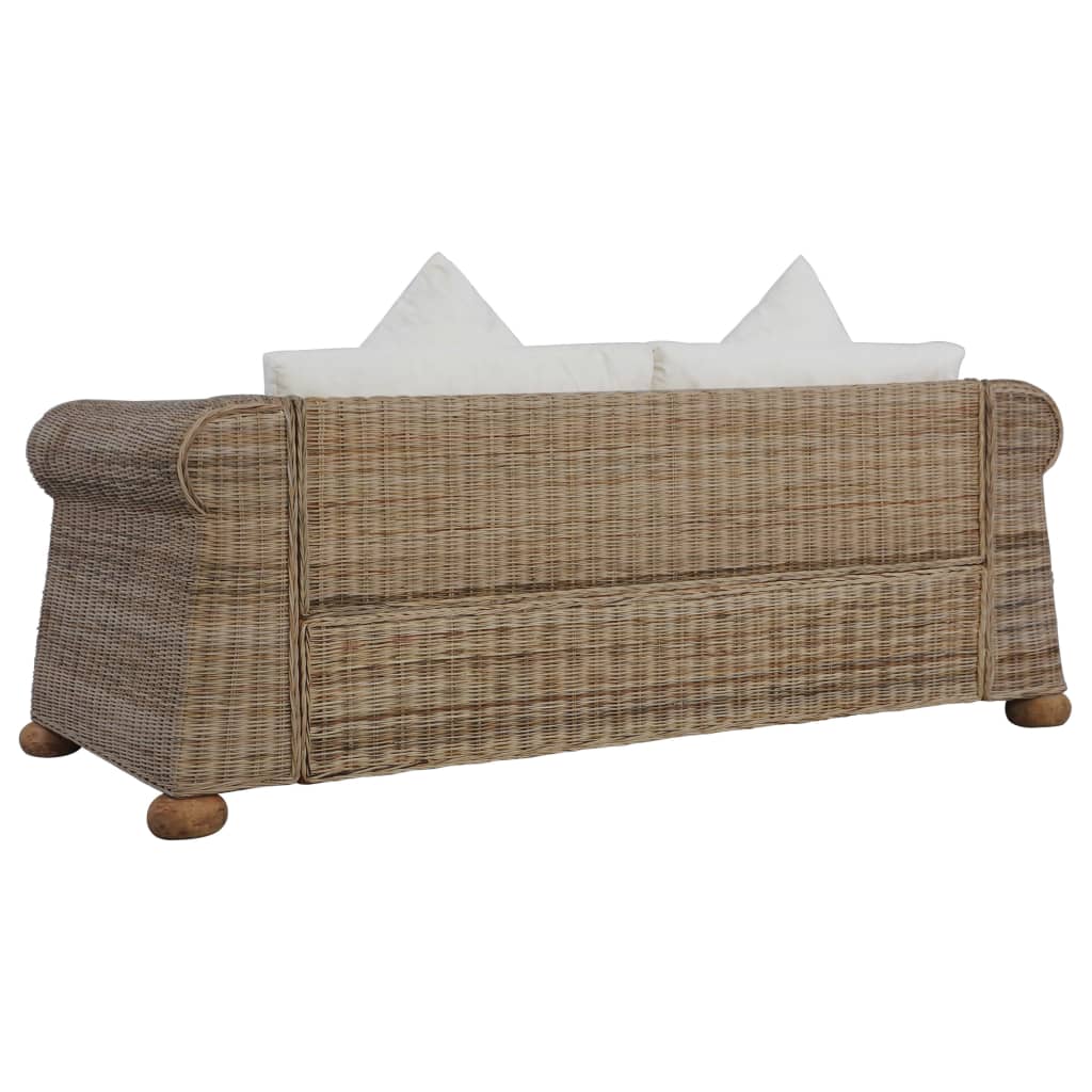 2-seater sofa with natural rattan cushions