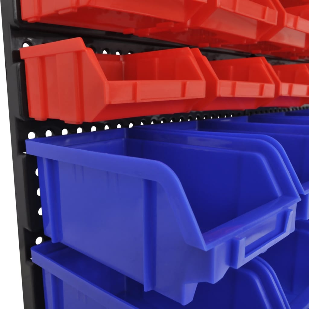 30-piece wall shelf, storage shelf, plug-in shelf, blue, red, workshop
