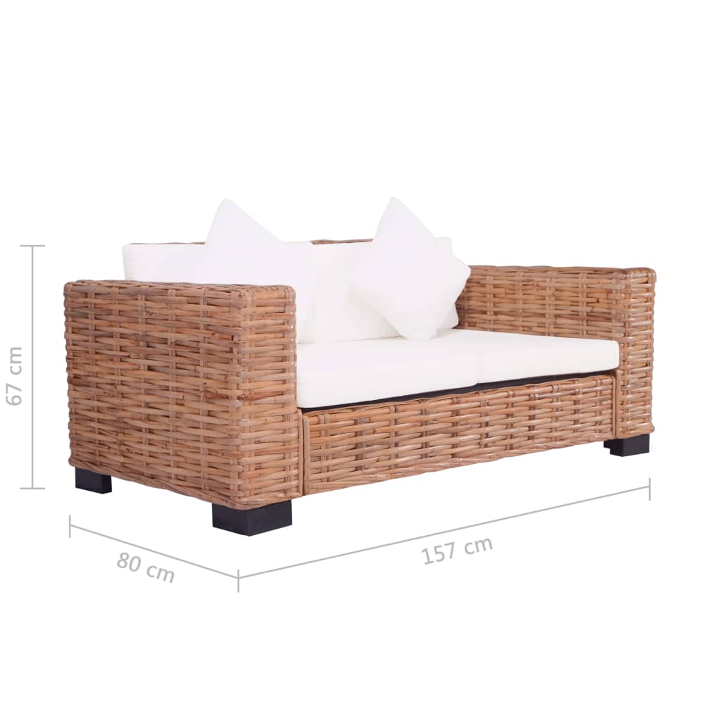 2-seater garden sofa natural rattan