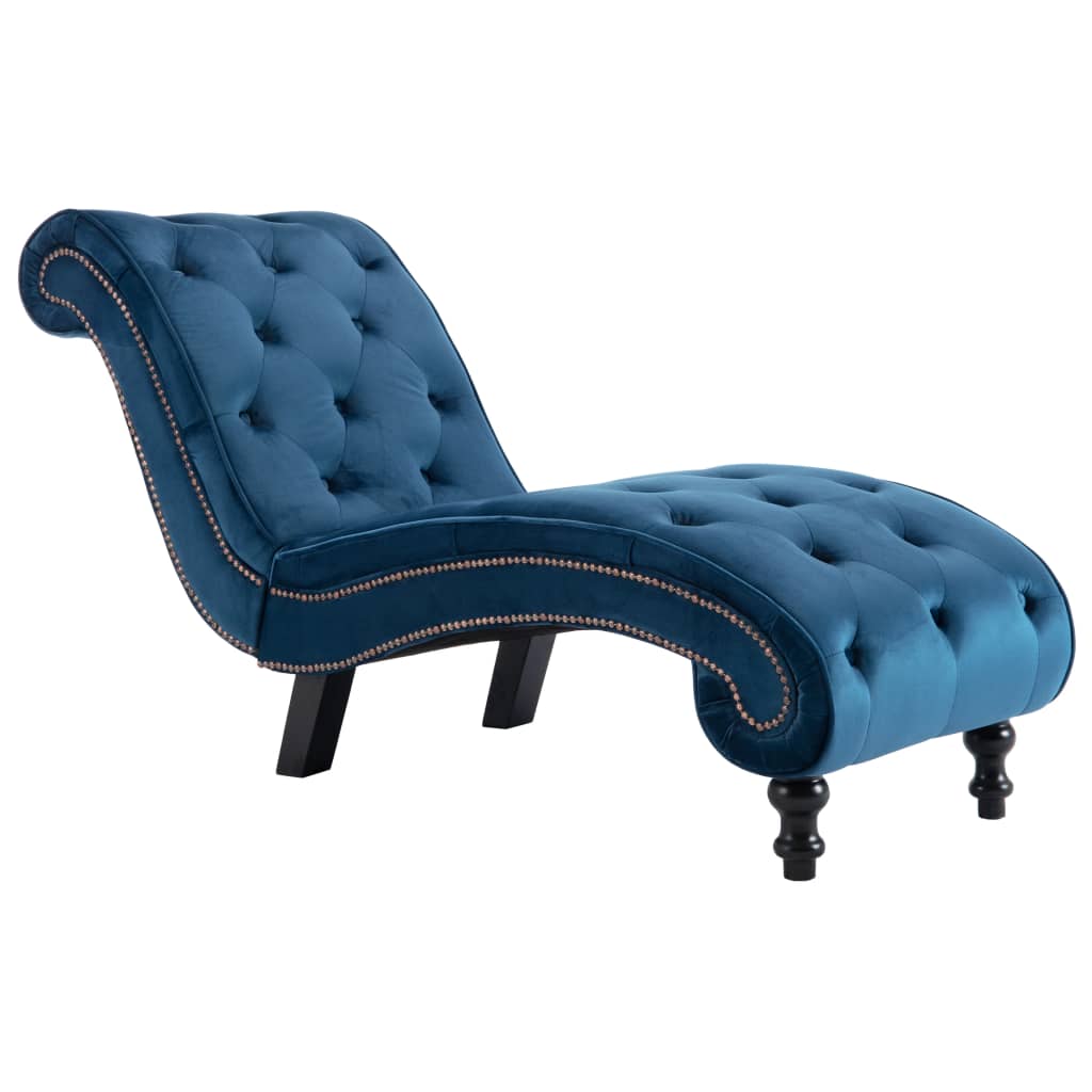 Chaise longue blue velvet