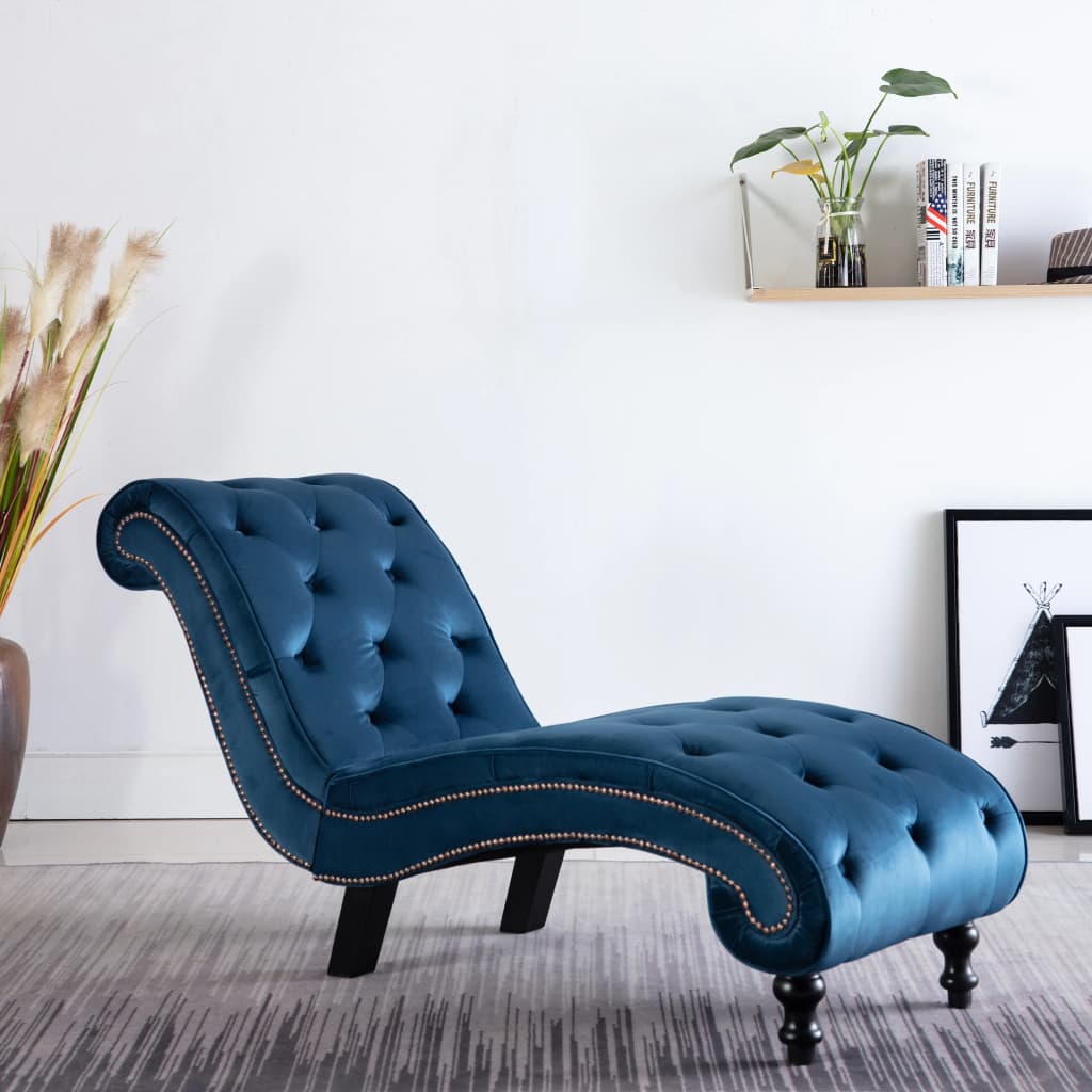 Chaise longue blue velvet