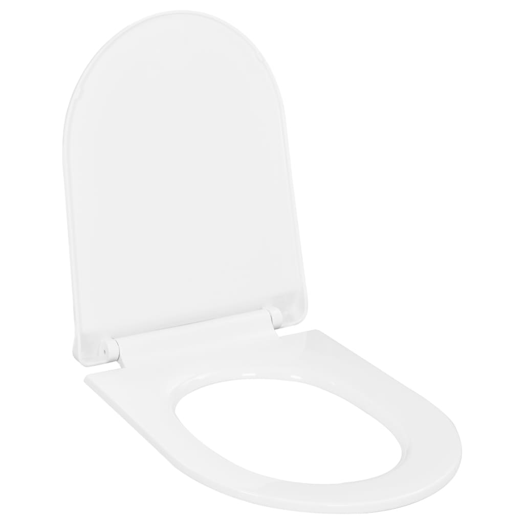 Toilet seat with soft-close mechanism and quick-release design, white