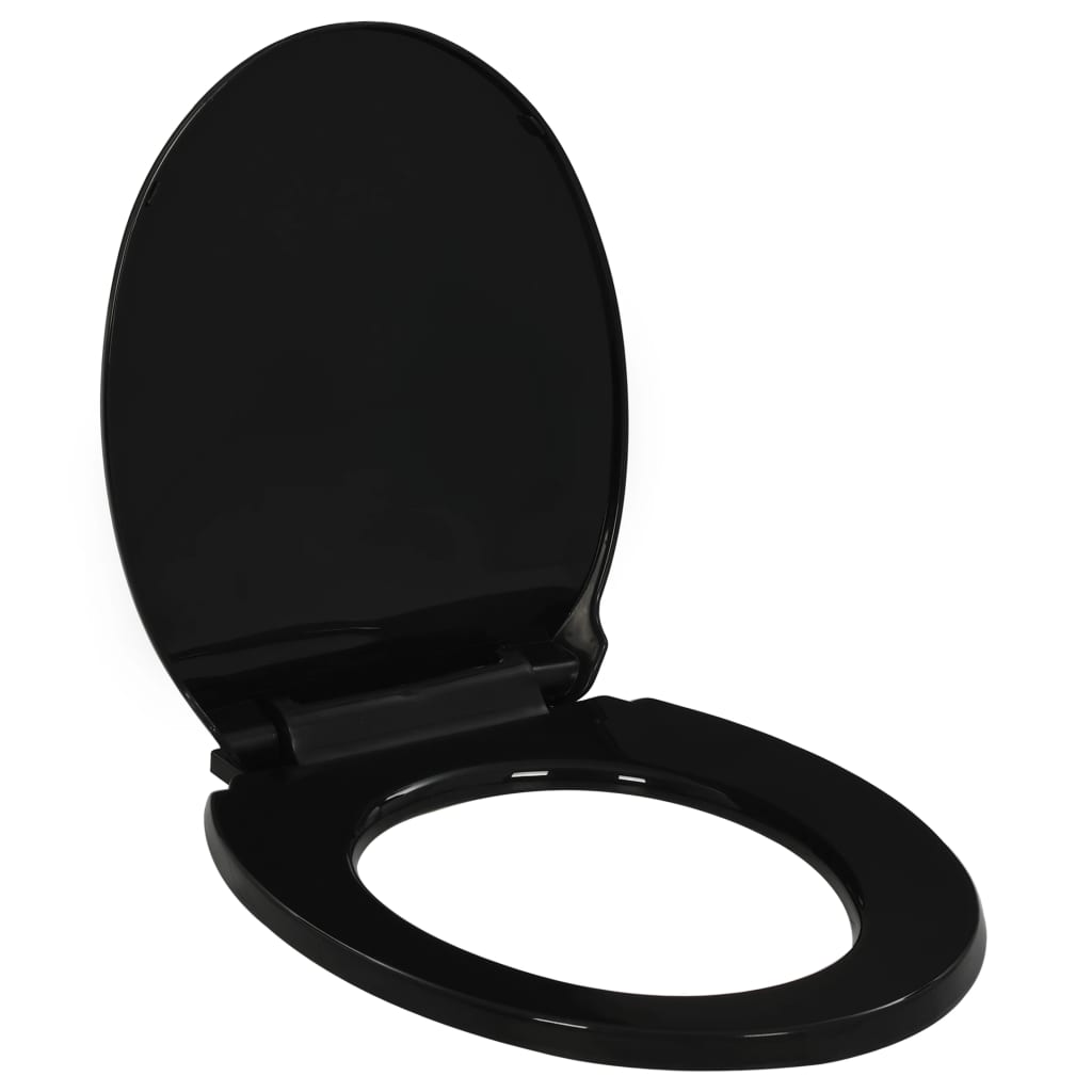 Toilet seat with soft-close mechanism and quick release black