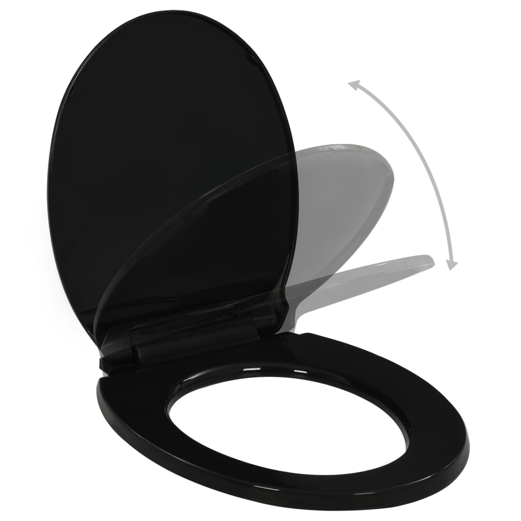 Toilet seat with soft-close mechanism and quick release black