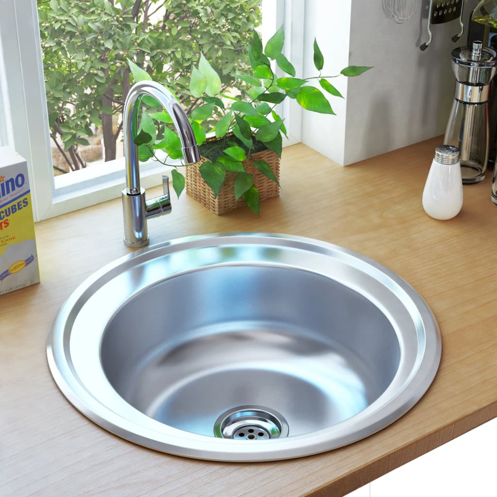 Built-in sink with sieve and siphon stainless steel