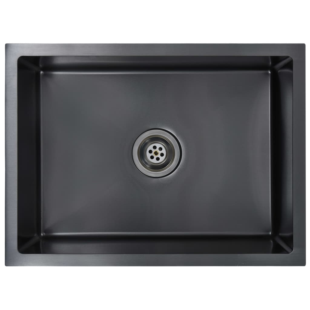 Handmade built-in sink with strainer black stainless steel