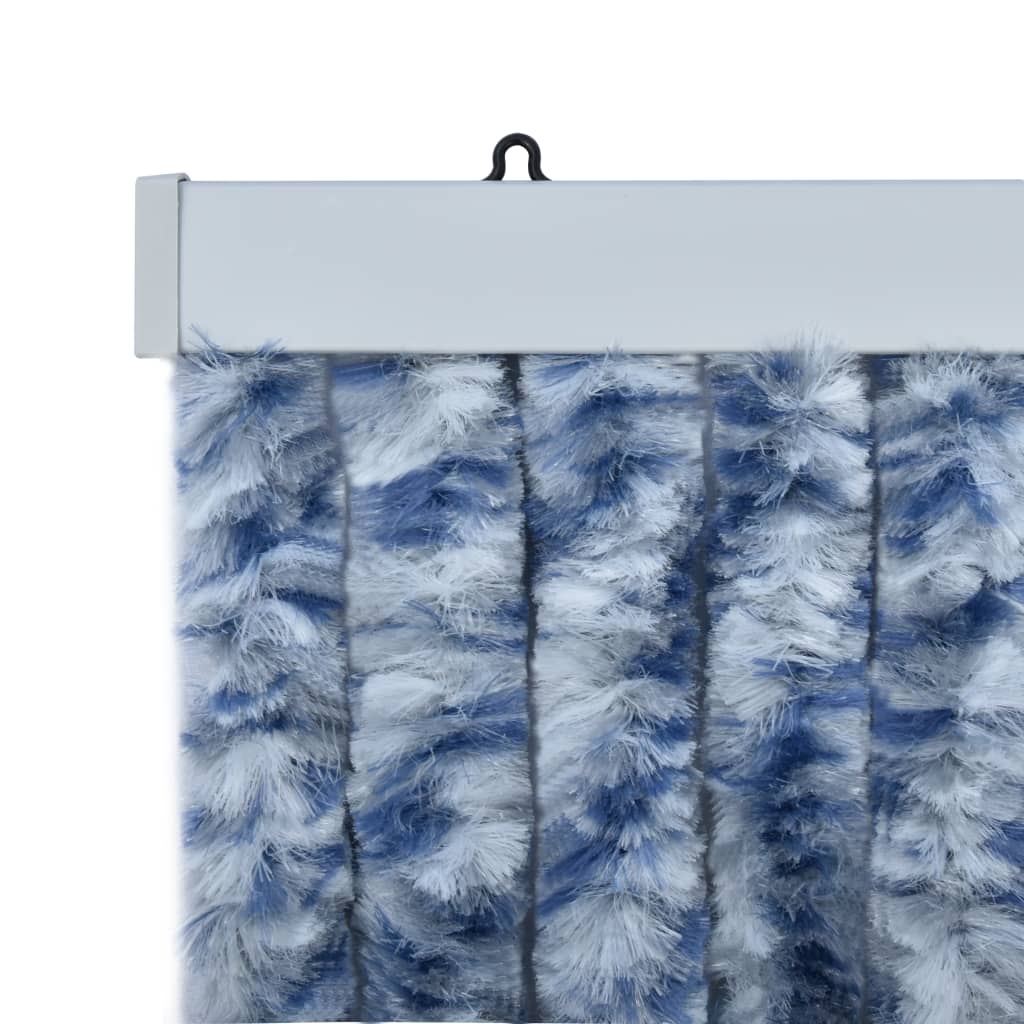 Insect protection curtain blue, white and silver 56x185cm chenille