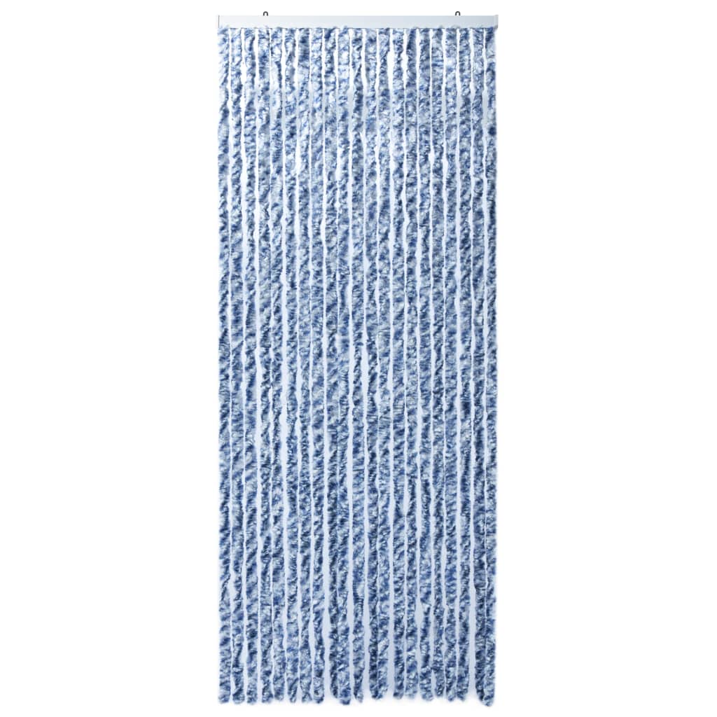 Insect protection curtain blue, white and silver 90x220cm chenille
