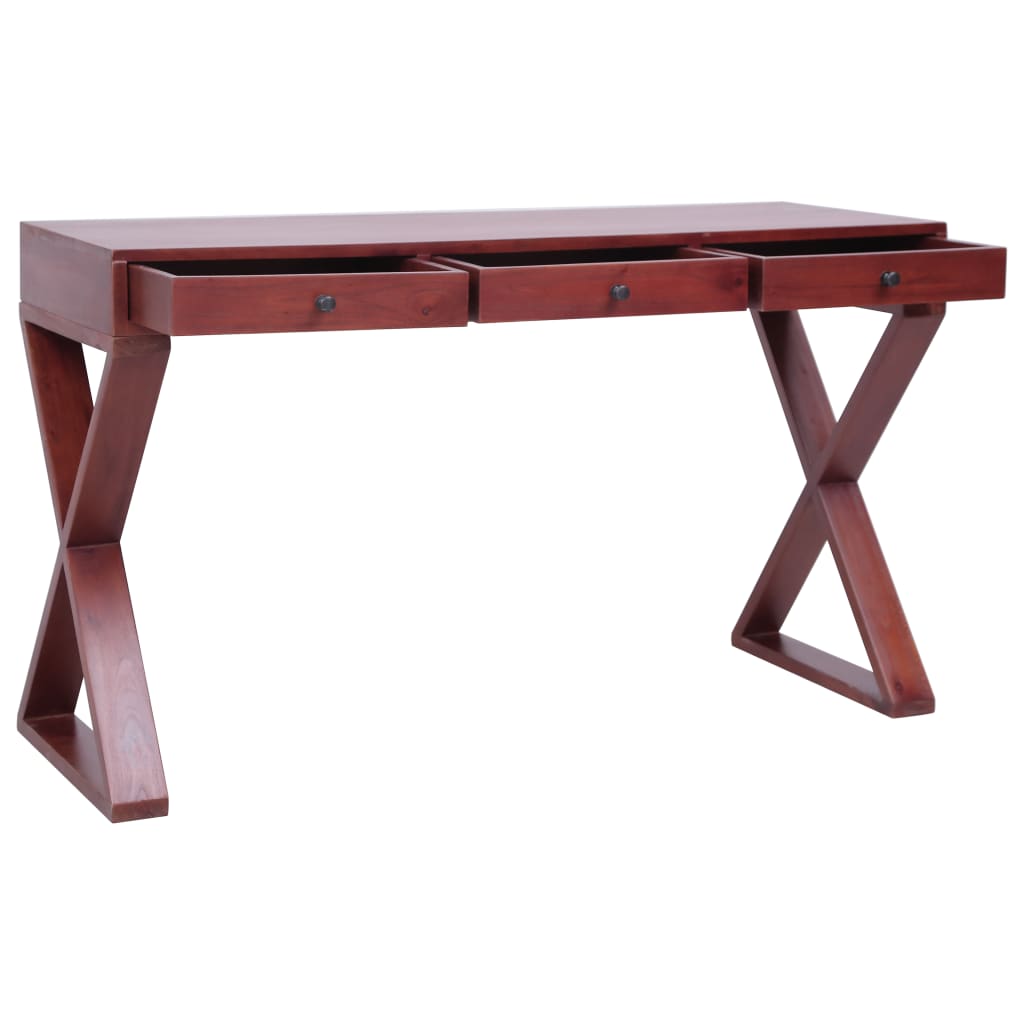 PC table brown 132 x 47 x 77 cm solid mahogany wood