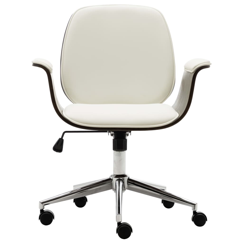 Office chair white bentwood and faux leather