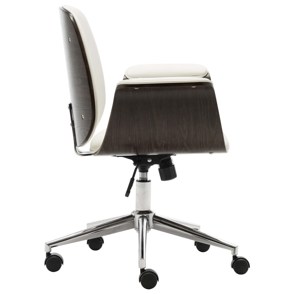 Office chair white bentwood and faux leather