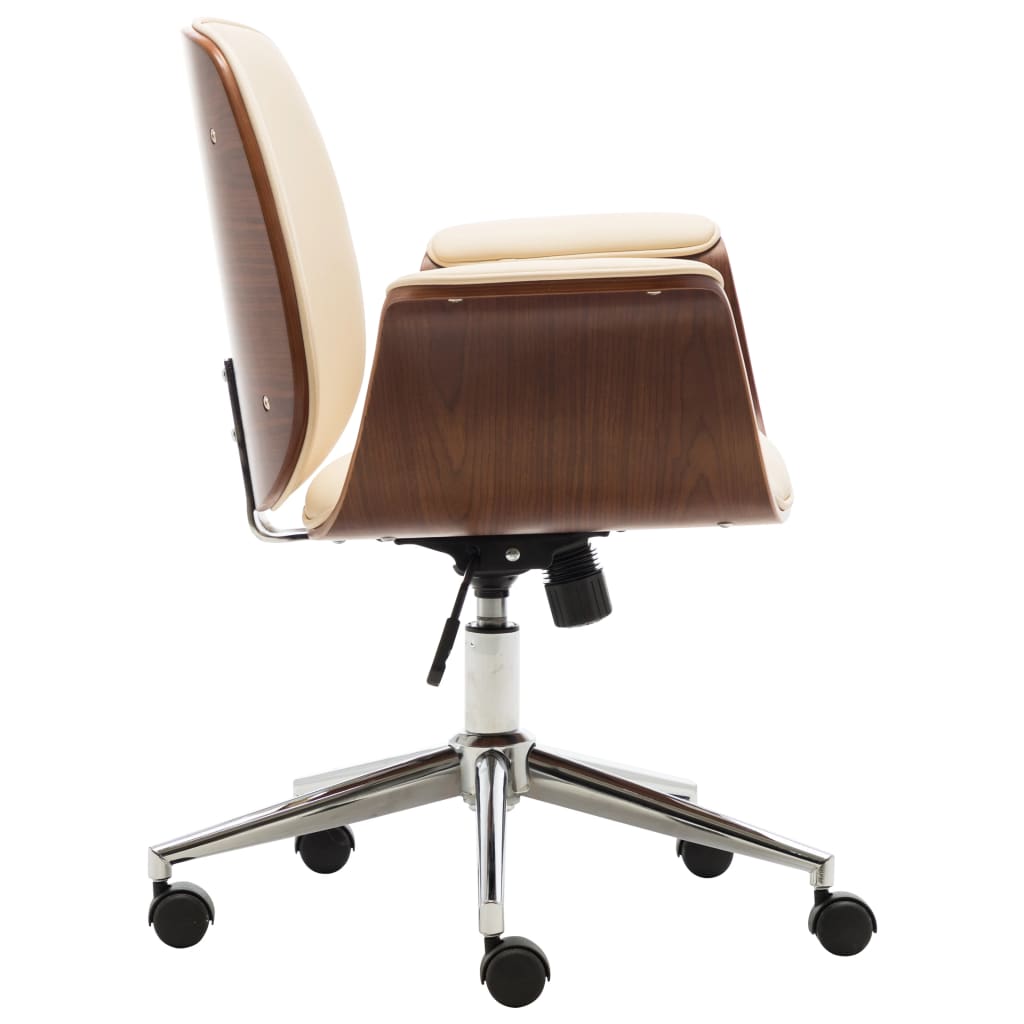 Office chair cream bentwood and faux leather