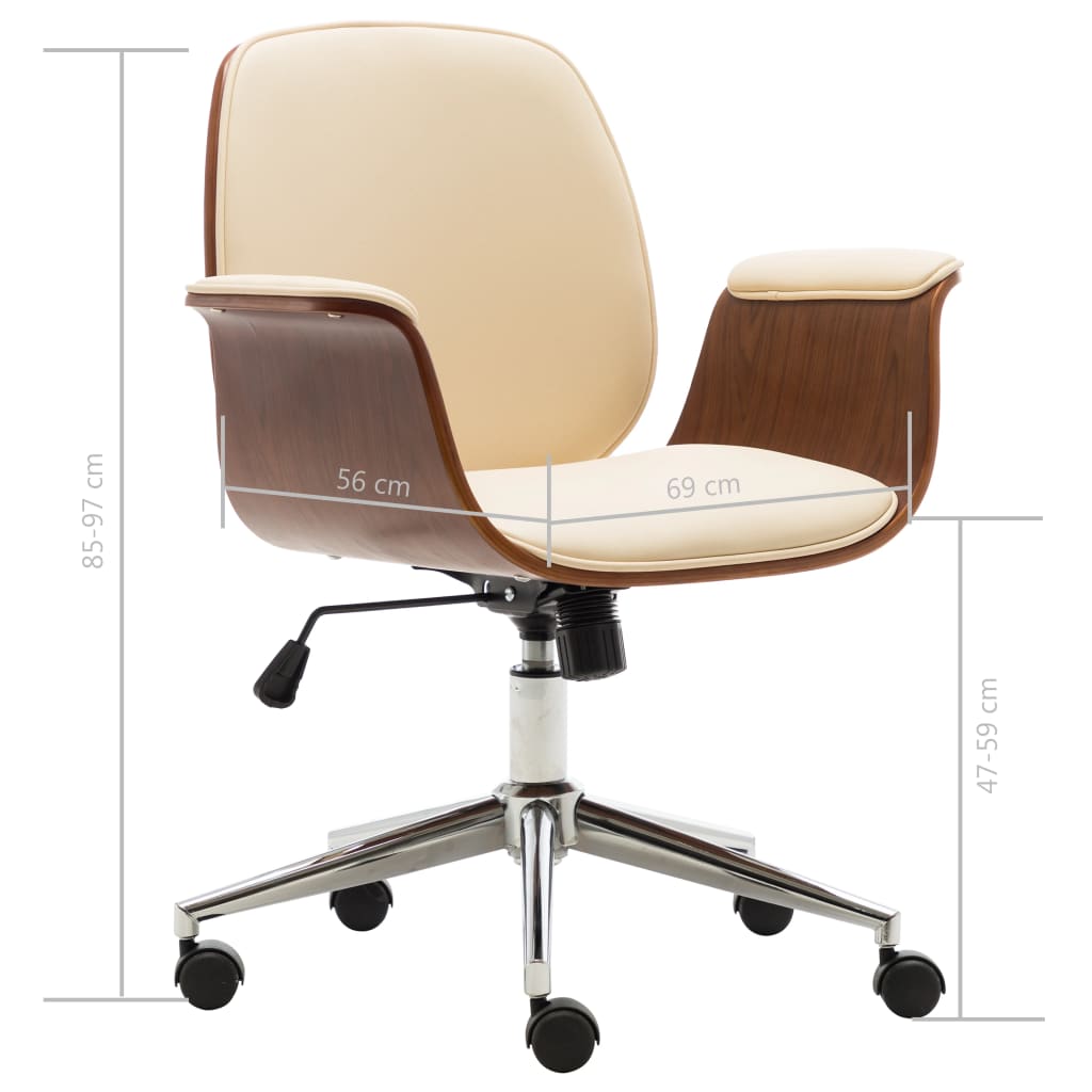 Office chair cream bentwood and faux leather