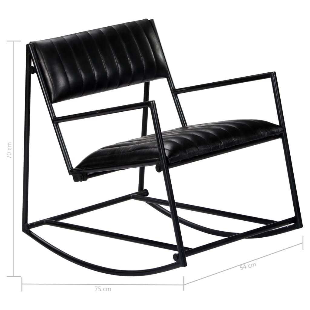 Rocking chair black genuine leather