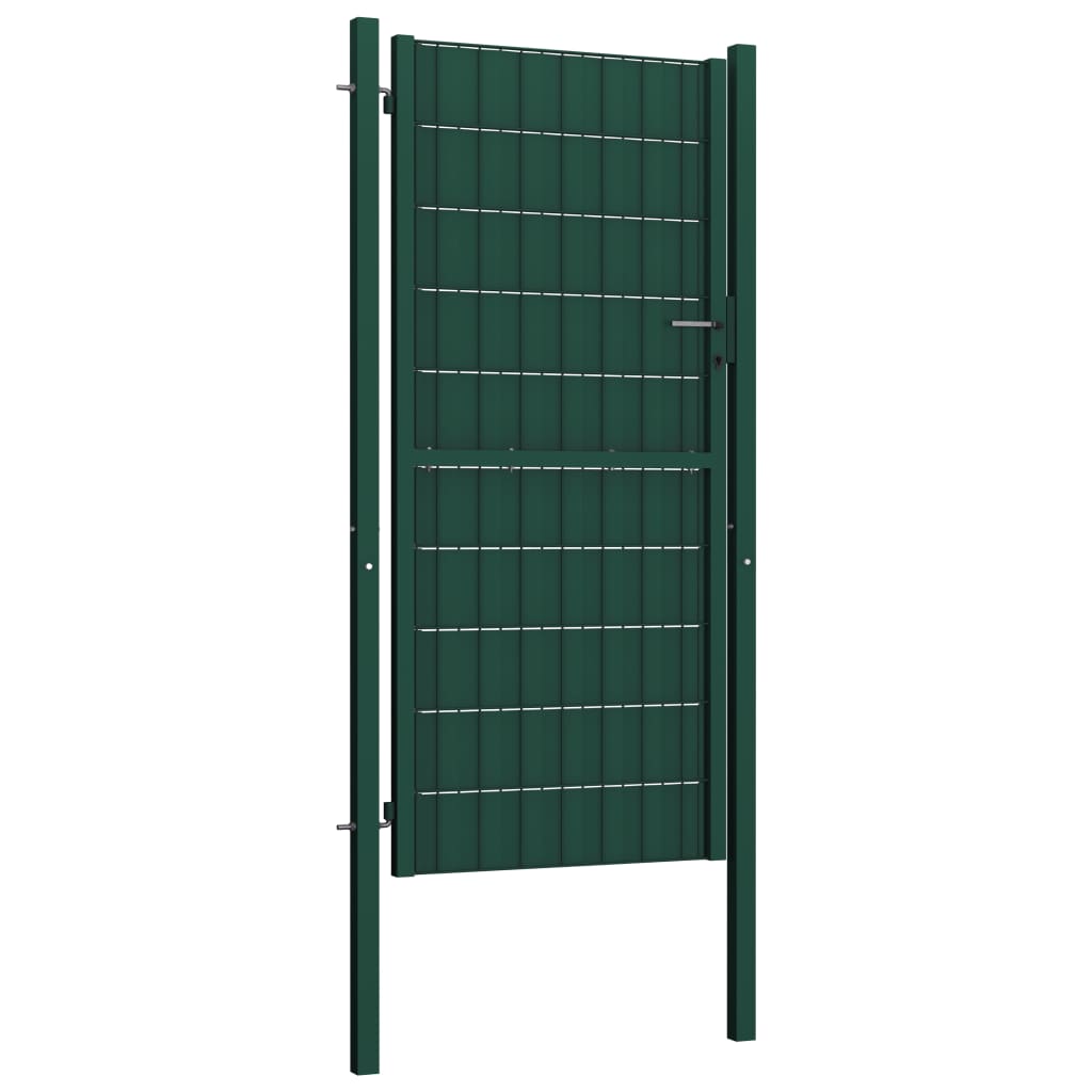 Fence gate PVC and steel 100x124 cm green