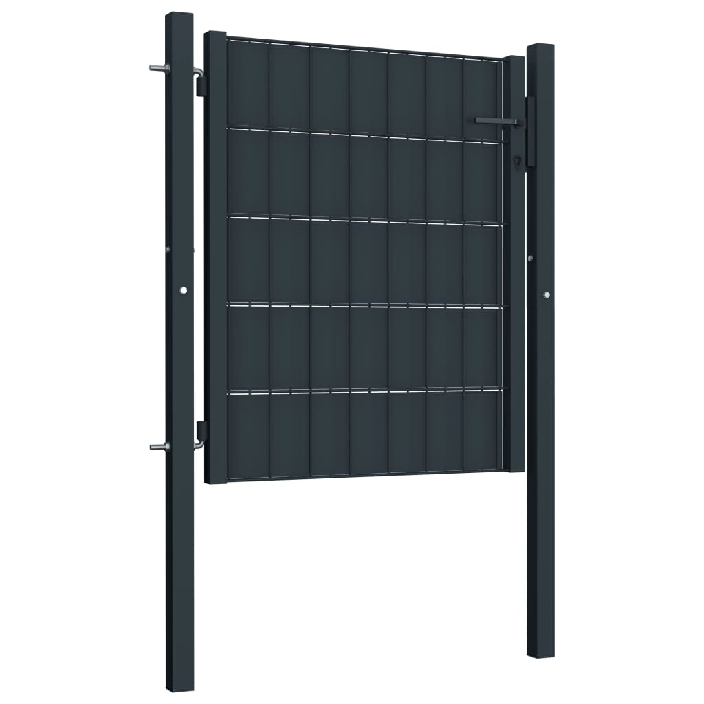 Fence gate PVC and steel 100x101 cm anthracite