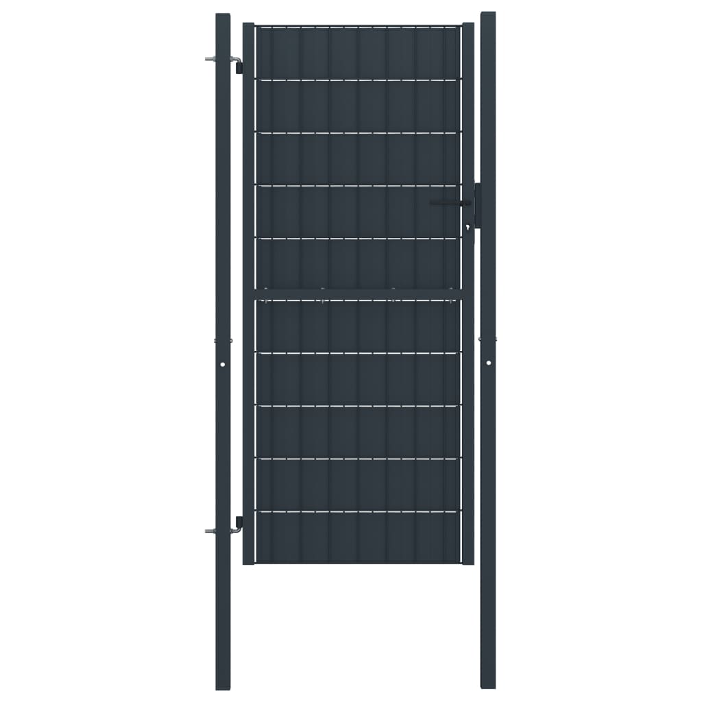 Fence gate PVC and steel 100x124 cm anthracite