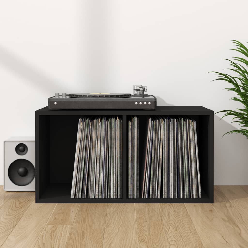 Schallplatten-Aufbewahrungsbox Schwarz 71x34x36cm Holzwerkstoff
