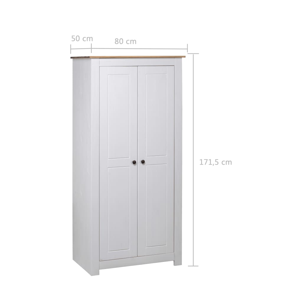 Wardrobe white 80×50×171.5 cm solid pine Panama series