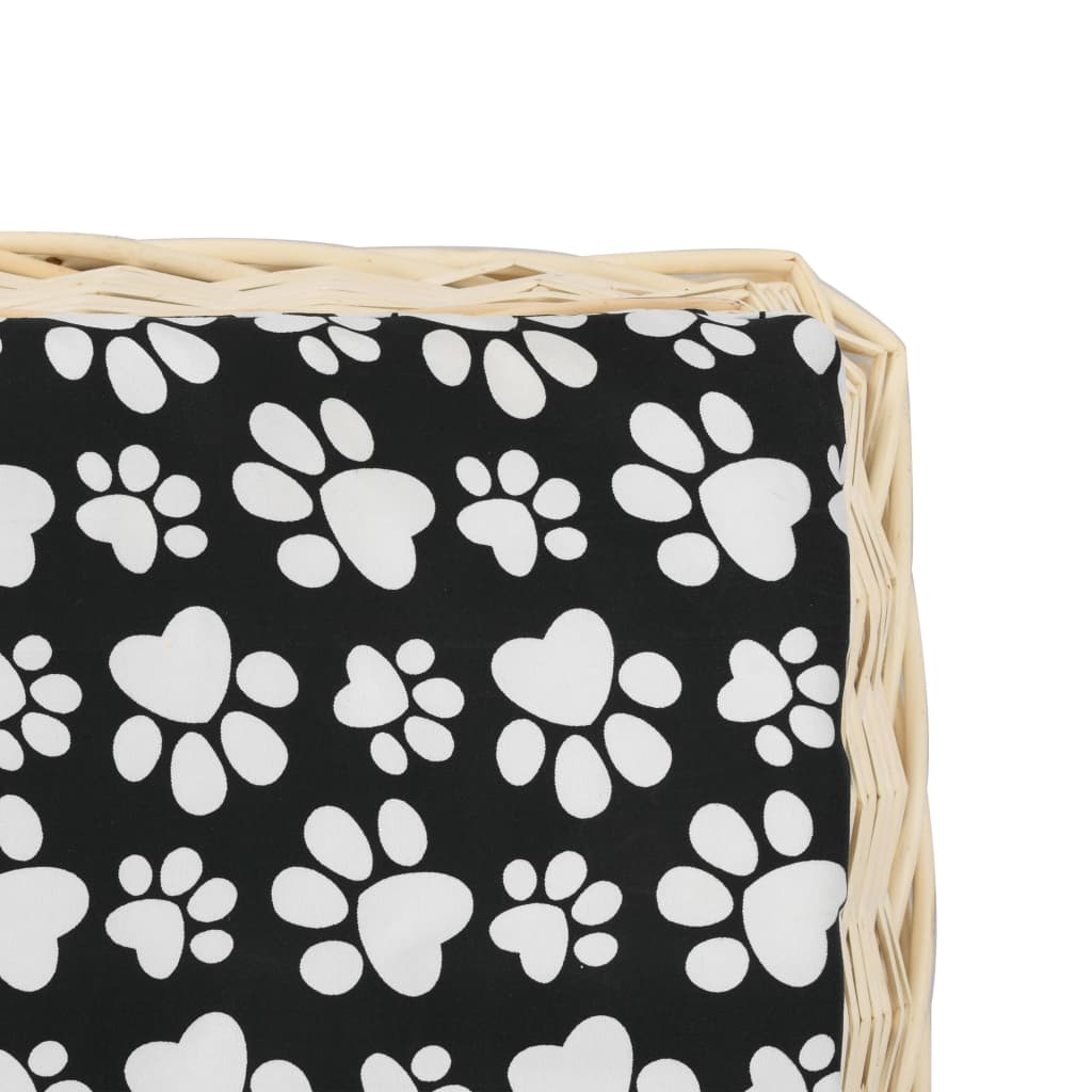 Hundebett mit Kissen 110x75x15 cm Naturweide Flach Design