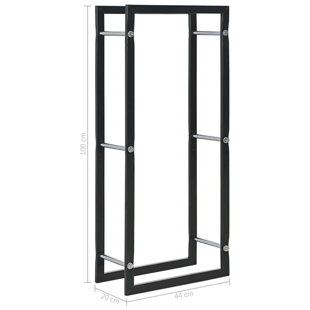 Firewood rack black 44 x 20 x 100 cm steel