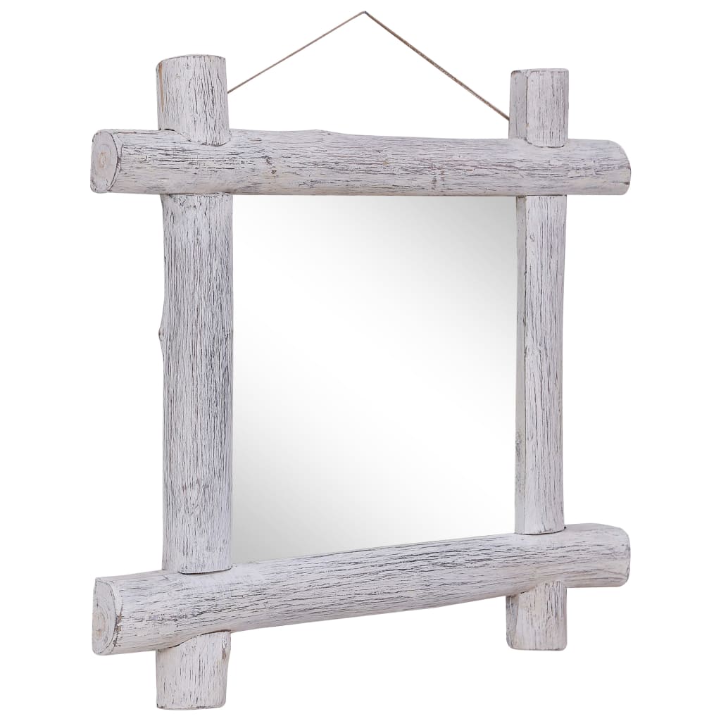 Wooden mirror white 70x70 cm reclaimed solid wood