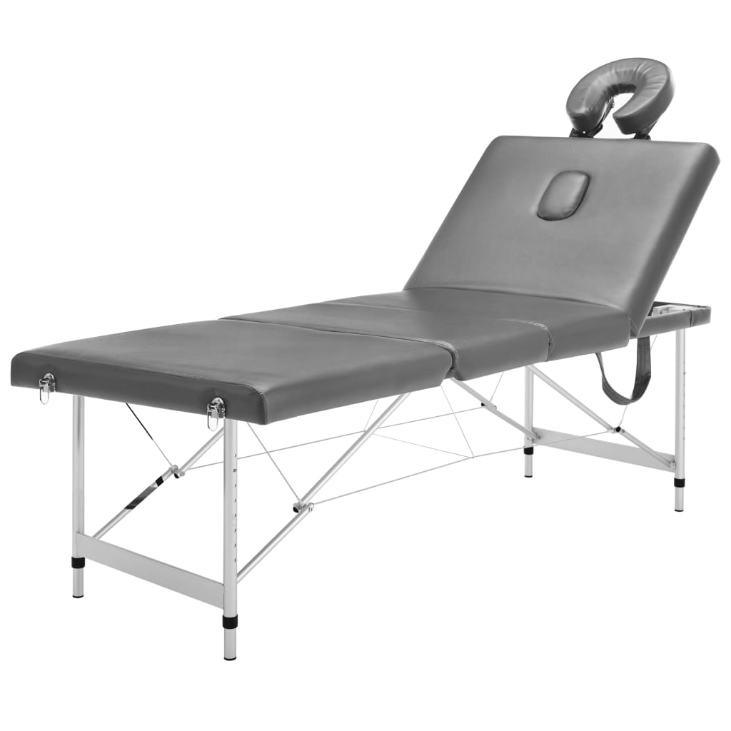 Massage table with 4 zones aluminum frame anthracite 186×68 cm