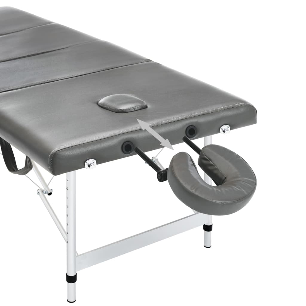 Massage table with 4 zones aluminum frame anthracite 186×68 cm