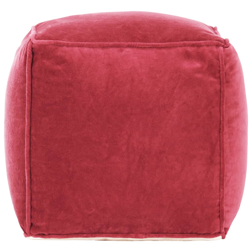 Pouf cotton velvet 40x40x40 cm red