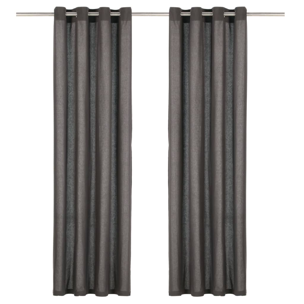 Curtains with metal eyelets 2 pieces. Cotton 140 x 245 cm anthracite