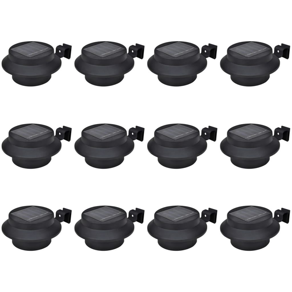 Outdoor lamp solar fence lights 12 pieces LED black